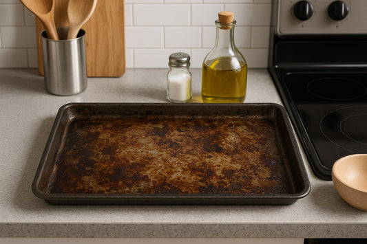 How to clean oven trays when grease becomes stubborn.